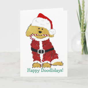 Personalised Christmas Goldendoodle Santa Claus Holiday Card
