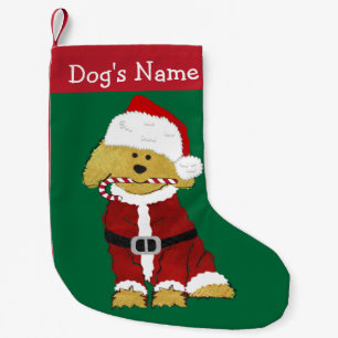 Personalised Christmas Goldendoodle Santa Claus Small Christmas Stocking