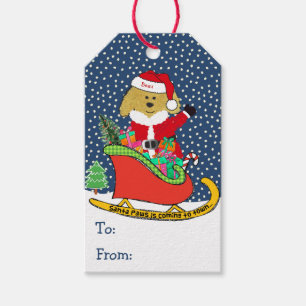 Personalised Christmas GoldenDoodle Santa Sleigh Gift Tags
