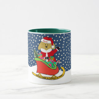 Personalised Christmas GoldenDoodle Santa Sleigh Mug