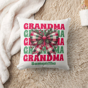Personalised Christmas Grandma Coquette Bow  Cushion