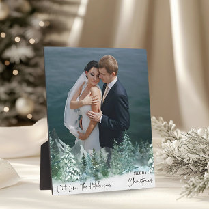 Personalised Christmas Green Pine Forest Photo Plaque