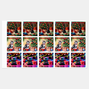 Personalised Christmas Greeting Kitten Stickers.  