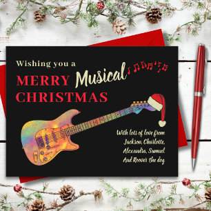 Personalised Christmas Guitar Retro Groovy Holiday Postcard
