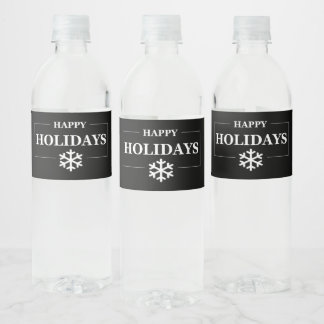 Personalised Christmas Happy Holiday Custom Gift  Water Bottle Label