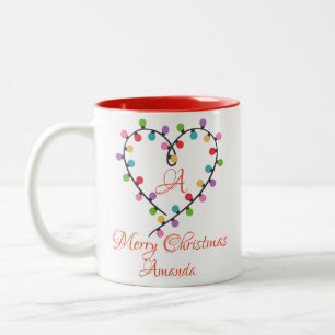 Personalised christmas heart shape-Merry christmas Two-Tone Coffee Mug