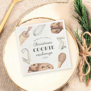 Personalised Christmas Holiday Cookie Exchange Napkin