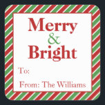 Personalised Christmas Holiday Gift Tag Stickers<br><div class="desc">Finish off your Christmas gifts with these custom holiday gift tag label stickers. These gift label stickers feature red text on a white background with a red and green striped border. The text on these custom Christmas gift tags can be easily personalised on the product order page. Be sure to...</div>