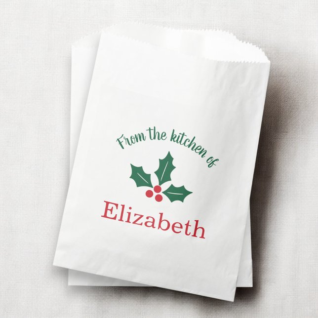 Personalised Christmas Holiday Kitchen Holly Berry Favour Bag (Creator Uploaded)