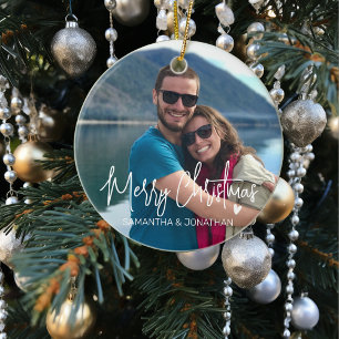 Personalised Christmas Holiday Minimalistic Names  Ceramic Ornament