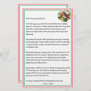 Personalised Christmas Holiday Newsletter Bird