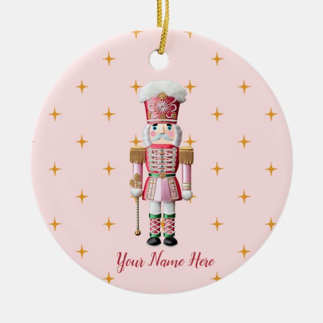 Personalised Christmas Holiday Nutcracker Ceramic Ornament (Front)