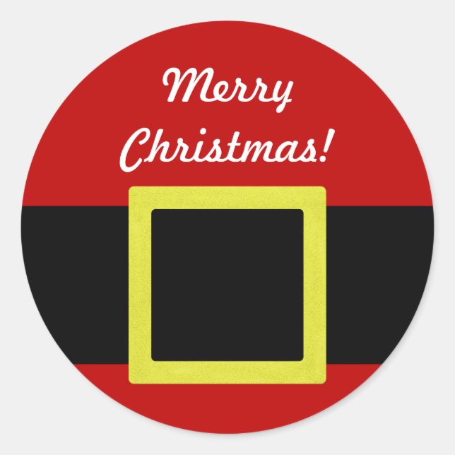 Personalised | Christmas Holiday | Santa's Belt Classic Round Sticker (Front)