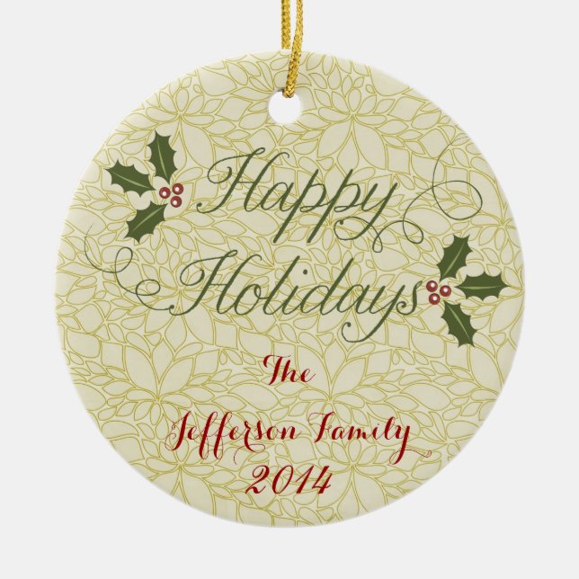 Personalised Christmas Holidays Family Ornament (Front)
