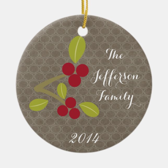 Personalised Christmas Holly Bales Family Ornament (Front)