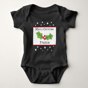 Personalised Christmas Holly & Berries Baby Bodysuit