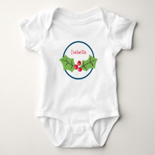 Personalised Christmas Holly & Berries Baby Bodysuit
