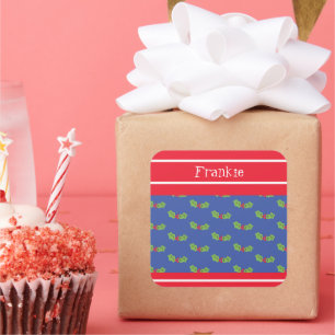 Personalised Christmas Holly & Berries Square Sticker