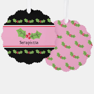 Personalised Christmas Holly & Berries Tree Decoration Card