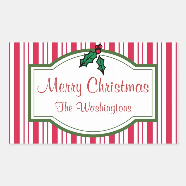 Personalised Christmas Holly Gift Tag Stickers (Front)
