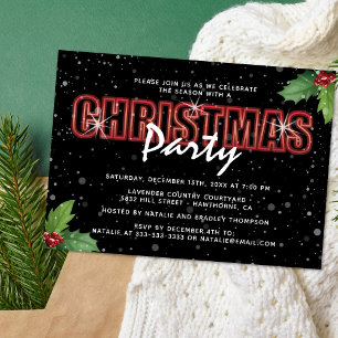 Personalised Christmas Holly Party Invitation