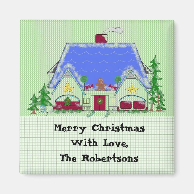 Personalised Christmas House Magnet (Front)