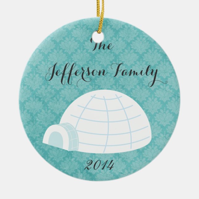 Personalised Christmas Igloo Family Ornament (Front)