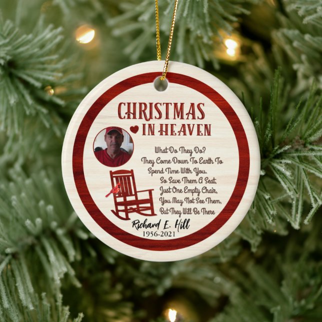 Personalised Christmas In Heaven Ceramic Ornament (Tree)