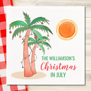 Personalised Christmas in July Palm Trees Napkin