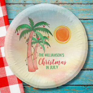 Personalised Christmas in July Party Paper Bowl Plate