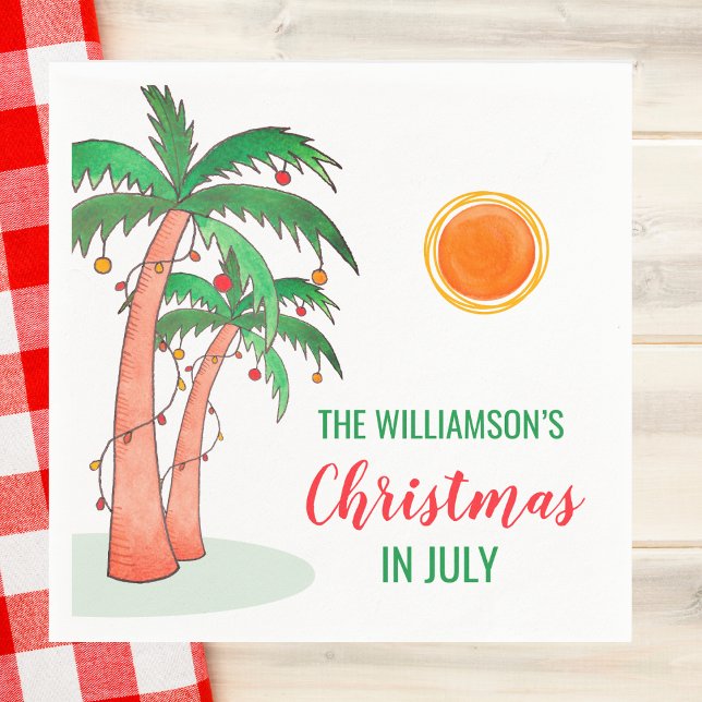 Personalised Christmas in July Party Paper Napkin (Creator Uploaded)