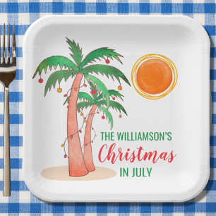 Personalised Christmas in July Party Paper Plates