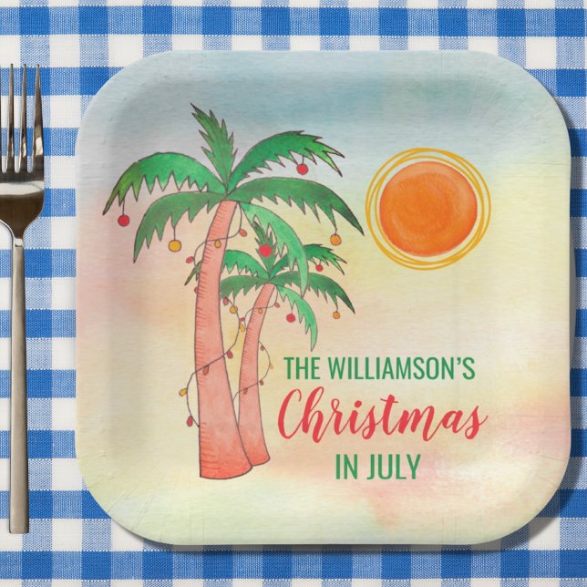 Personalised Christmas in July Party Paper Plates (Creator Uploaded)