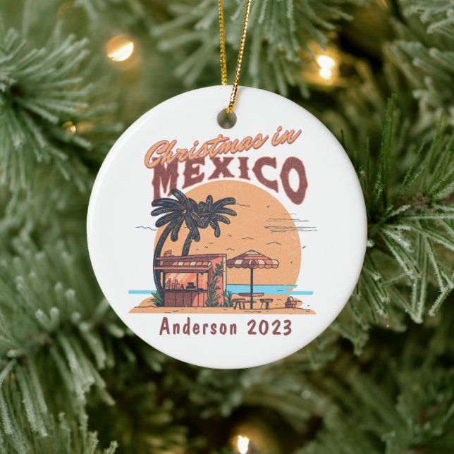 Personalised Christmas in Mexico Beach Holiday Ceramic Ornament (Tree)