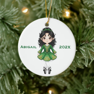 Personalised Christmas Irish Girl Dance Ceramic Ornament