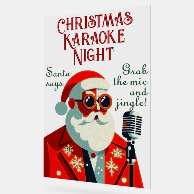 Personalised Christmas Karaoke Night Acrylic Sign (Angle)