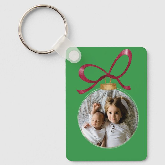 Personalised Christmas Keepsake with Photo & Text Key Ring (Front)