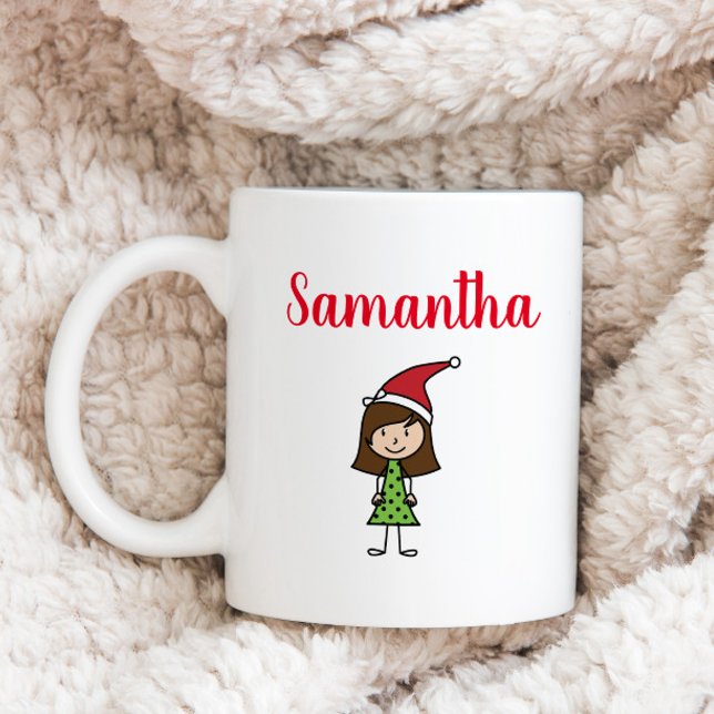 personalised christmas kids girl character coffee mug (Creator Uploaded)