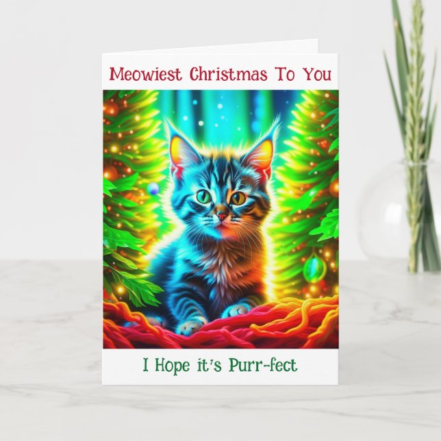 Personalised Christmas Kitten and Happy New Year Card (Front)