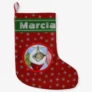 Personalised Christmas Kitten Small Christmas Stocking