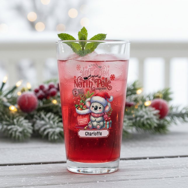 Personalised Christmas Koala Name Gift Glass (Creator Uploaded)