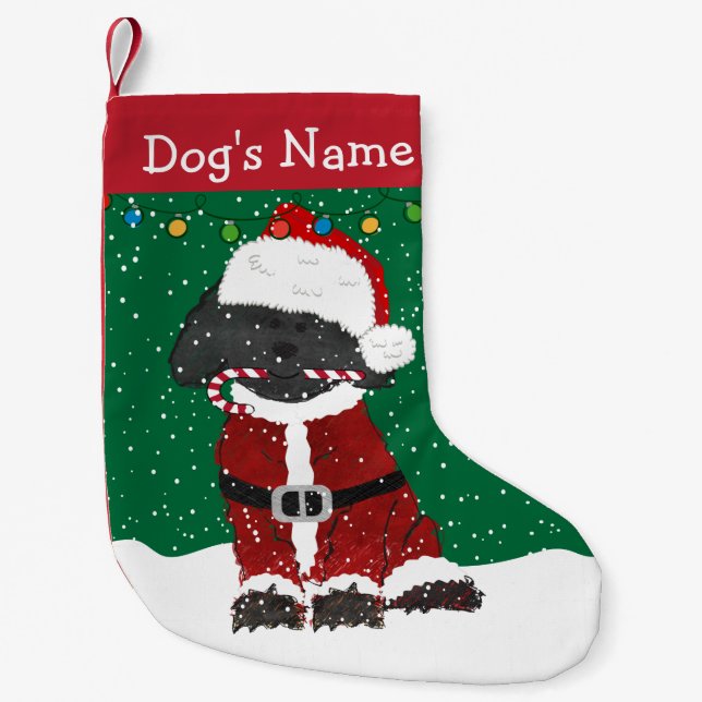 Personalised Christmas Labradoodle Santa Claus Small Christmas Stocking (Front)