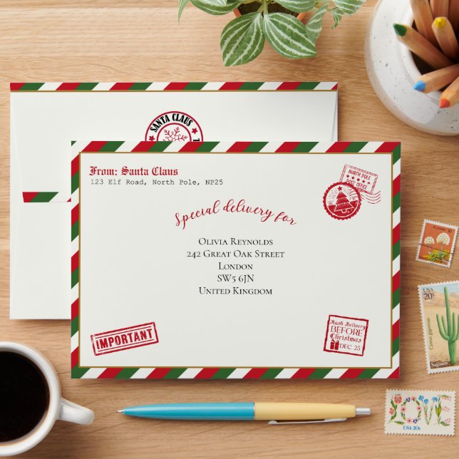 Personalised Christmas Letter From Santa  Envelope (Desk)