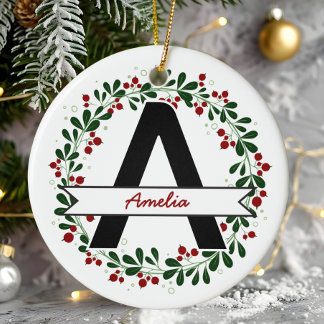 Personalised Christmas Letter Name Custom Initial Ceramic Ornament