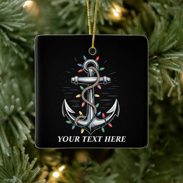 Personalised Christmas Lights Boating Sailing  Ceramic Ornament (Tree)