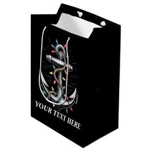 Personalised Christmas Lights Boating Sailing Medium Gift Bag