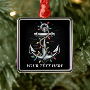 Personalised Christmas Lights Boating Sailing Metal Ornament