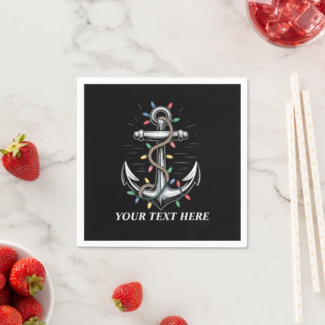 Personalised Christmas Lights Boating Sailing  Napkin (Insitu)