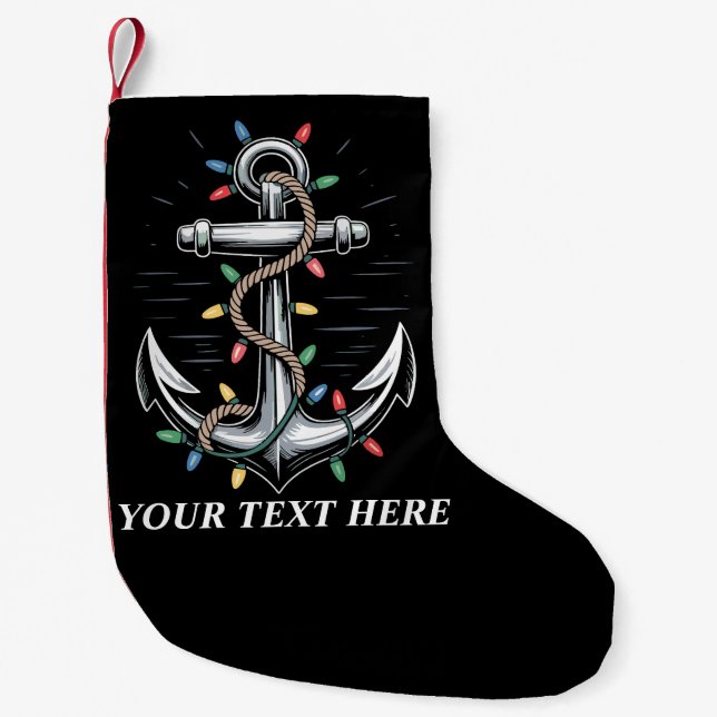 Personalised Christmas Lights Boating Sailing  Small Christmas Stocking (Front)