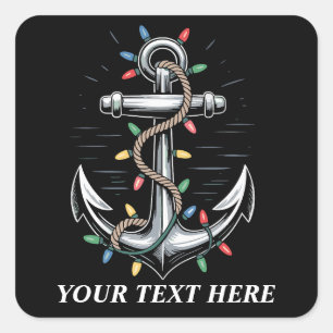 Personalised Christmas Lights Boating Sailing Square Sticker